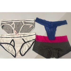 4 Victoria's SECRET panty all NWT Secret Gray, White, Blue & Pink Panty Set sz S